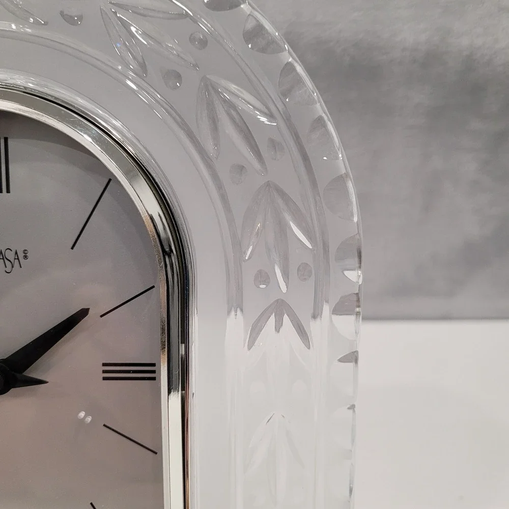 Mikasa Crystal Mantel Clock Quartz Germany Elegant Desk Shelf Decor Timepiece